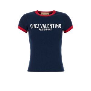 Valentino Garavani Women Navy Blue Cotton T-Shirt